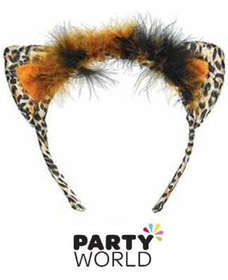 Leopard Party Cat Ears Feather Headband
