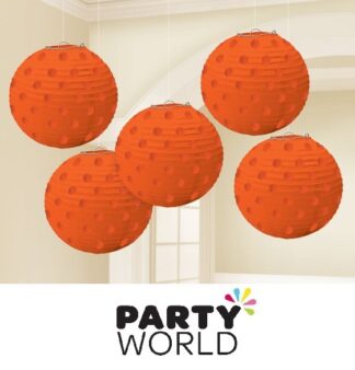 Mini 5inch Paper Lanterns - Orange With Foil Dots (5)