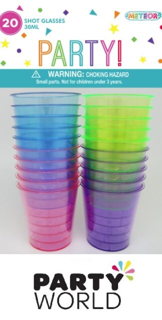 Rainbow 30ml Plastic Shot Glasses (20)