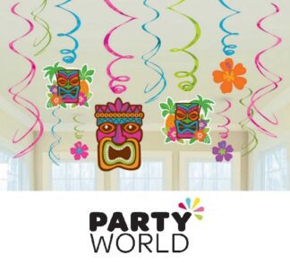 Tropical Tiki Party Foil Swirl Decorations