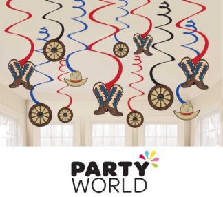 Western Party Swirl Hanging Decorations (12pcs)