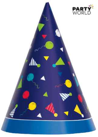 blue party hats coloutful