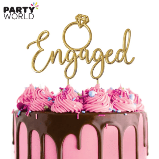 engaged gold cake topper