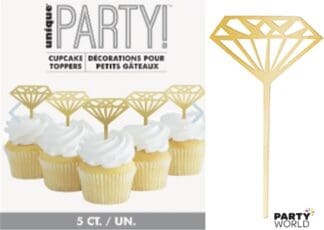 gold diamond shaped cupcake toppers