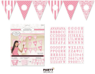 pink damask banner personalizable