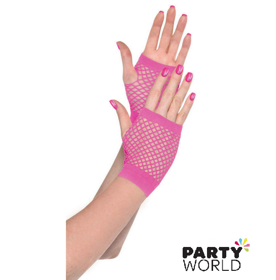 Totally 80's Pink Fishnet Gloves (1 pair)