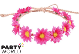 pink flower headband daisy hippie flower crown