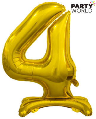 self standing foil number balloon 3 three gold