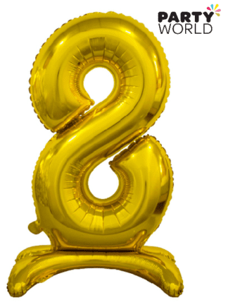 self standing foil number balloon 8 eight gold
