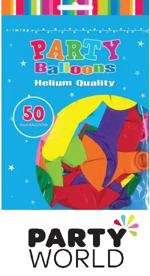Assorted Coloured Latex Balloons 30cm (50)