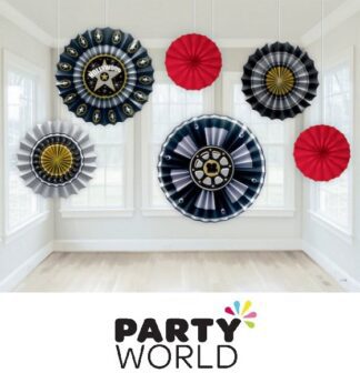 Hollywood Movie Party Assorted Paper Fan Decorations (6pcs)