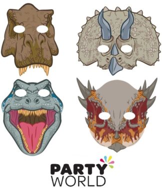 Jurassic World Dinosaur Party Masks (8pk)