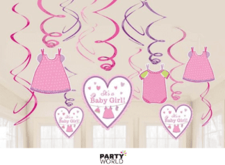 baby shower it's a girl swirls hanging decorations nz
