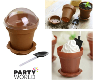 brown flower pot dessert cup