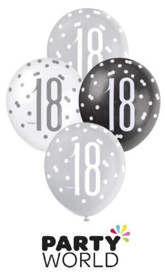 18th Silver Black And White Latex Balloons (6)