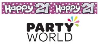 21st Happy Birthday Pink Stars Foil Banner 2.6m