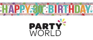 Happy 30th Birthday Multicoloured Holographic Foil Banner 2.7m