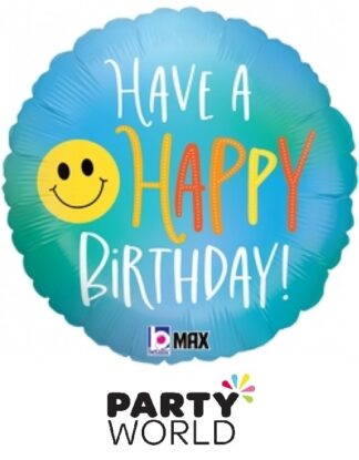 Happy Birthday Party Smiley Round Foil Balloon