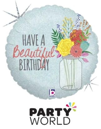 Have A Beautiful Birthday Floral Display Foil Balloon