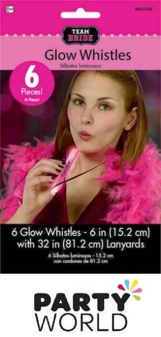 Hen's Party Pink Glow Whistle On Lanyard (6pcs)