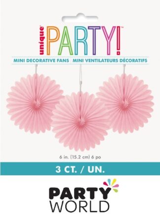 Mini Pink Paper Tissue Party Fans (3)