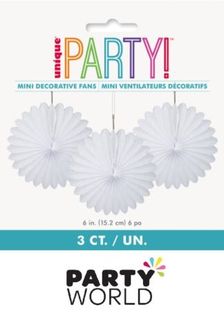 Mini White Paper Tissue Party Fans (3)