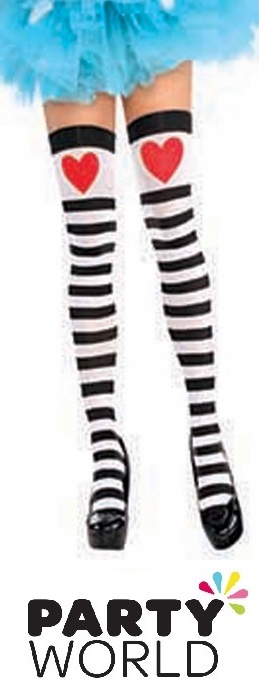 Party Thigh High Heart And Stripes Tights