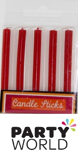 Red And White Party Cake Candles (10pk)