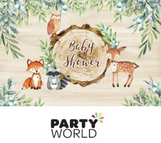 Woodland Animals Baby Shower Vinyl Cloth Backdrop