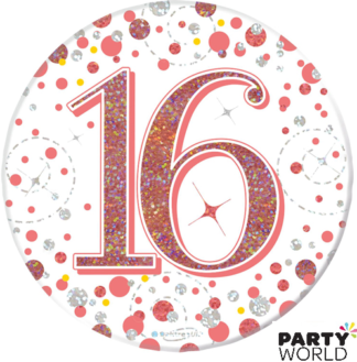 16th rose gold birthday badge