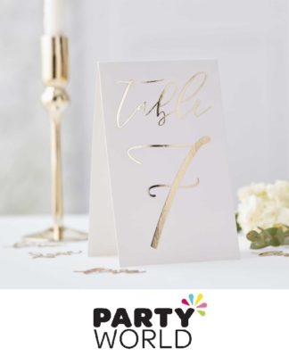 Gold Wedding Table Card Numbers 1-12