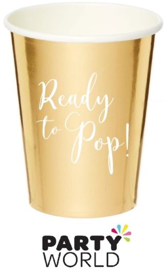 Ready to Pop Gold Foil Baby Shower 9oz Cups (8)