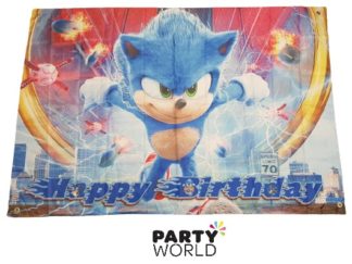 Sonic the Hedgehog backdrop happy birthday banner