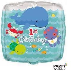 1st birthday ocean foil balloon