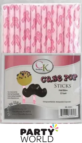 Cake Pop Sticks Pink Ribbon (25pk)