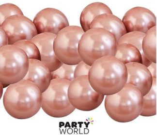 Mini 5in/ 12cm Latex Balloons by Ginger Ray - Rose Gold Chrome (40pk)