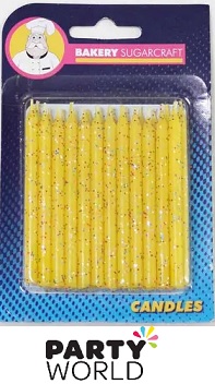 Yellow Glitter Candles (24pk)