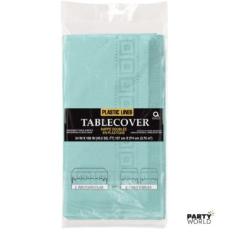 blue paper tablecover