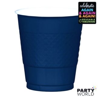 blue plastic cups