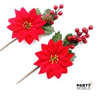 red berry poinsettia christmas flower decoration