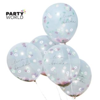 team bride confetti latex balloons floral