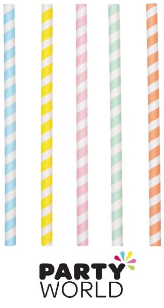 Assorted Pastel Milkshake Paper Straws (10pk)