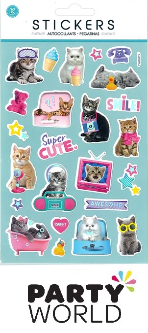 Cats Party Puffy Foil Stickers (24)