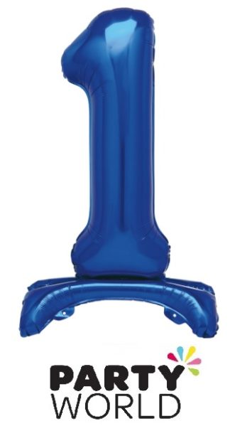 Giant Standing Blue Foil Number 1 Balloon For Air Filling 76cm