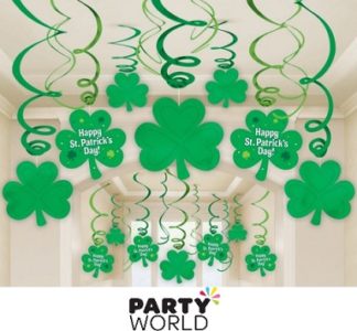 Happy St Patrick's Day Foil Swirl Decorations Mega Value Pack (30pcs)