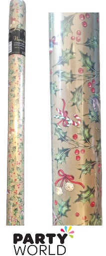 Holly Tree Leaves Christmas Wrapping Paper - Store pick up only (No Delivery)