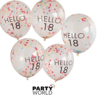 Hello 18 Multicoloured Confetti Balloons (5pk)