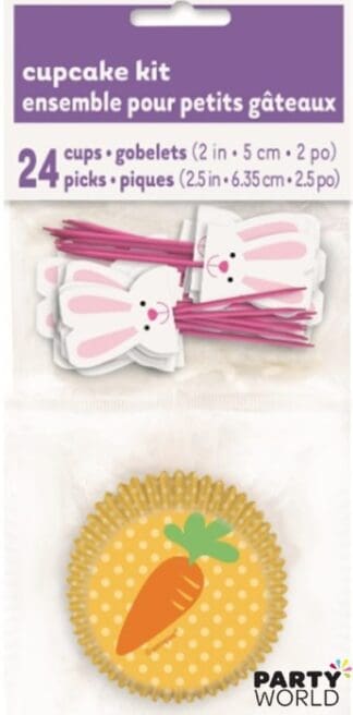 bunny party cupcake cases and toppers