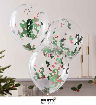 holly christmas balloons
