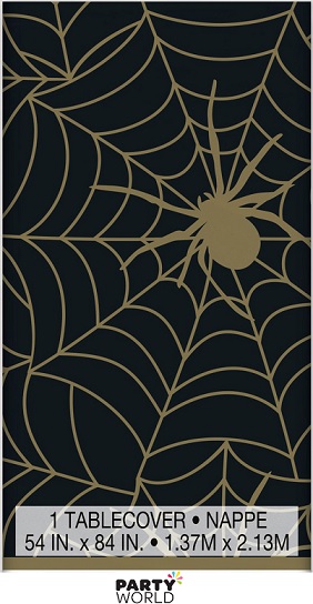 Black & Gold Spiderweb Printed Tablecover